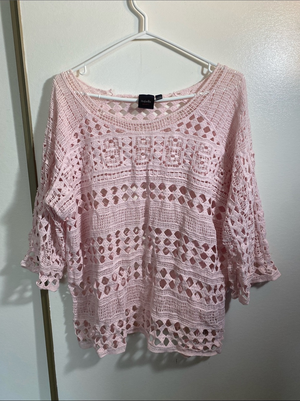 Rafaella Pale Pink Crochet Knit Tunic Top